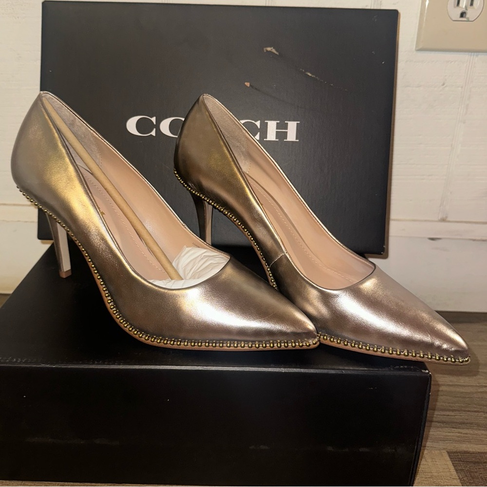 Coach Metallic Gold Heels